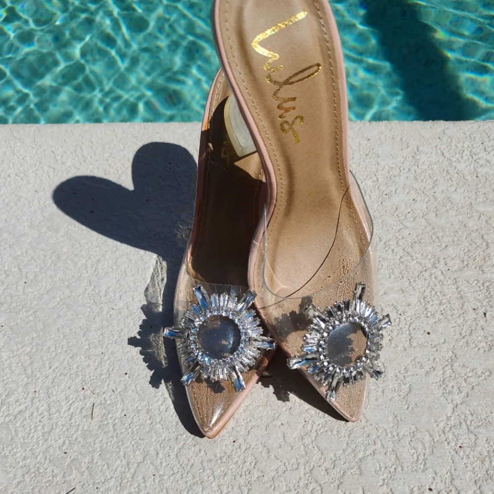 LuLus Pointy Toe With Rhinestone Embellished Heels - Picture 5 of 7
